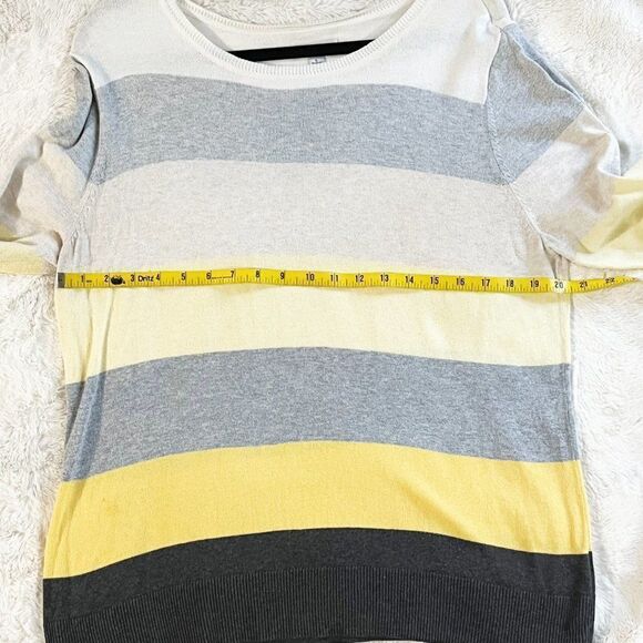 Croft & Barrow Yellow‎ and Gray Color Block Stripe Sweater Size Large - Picture 3 of 7